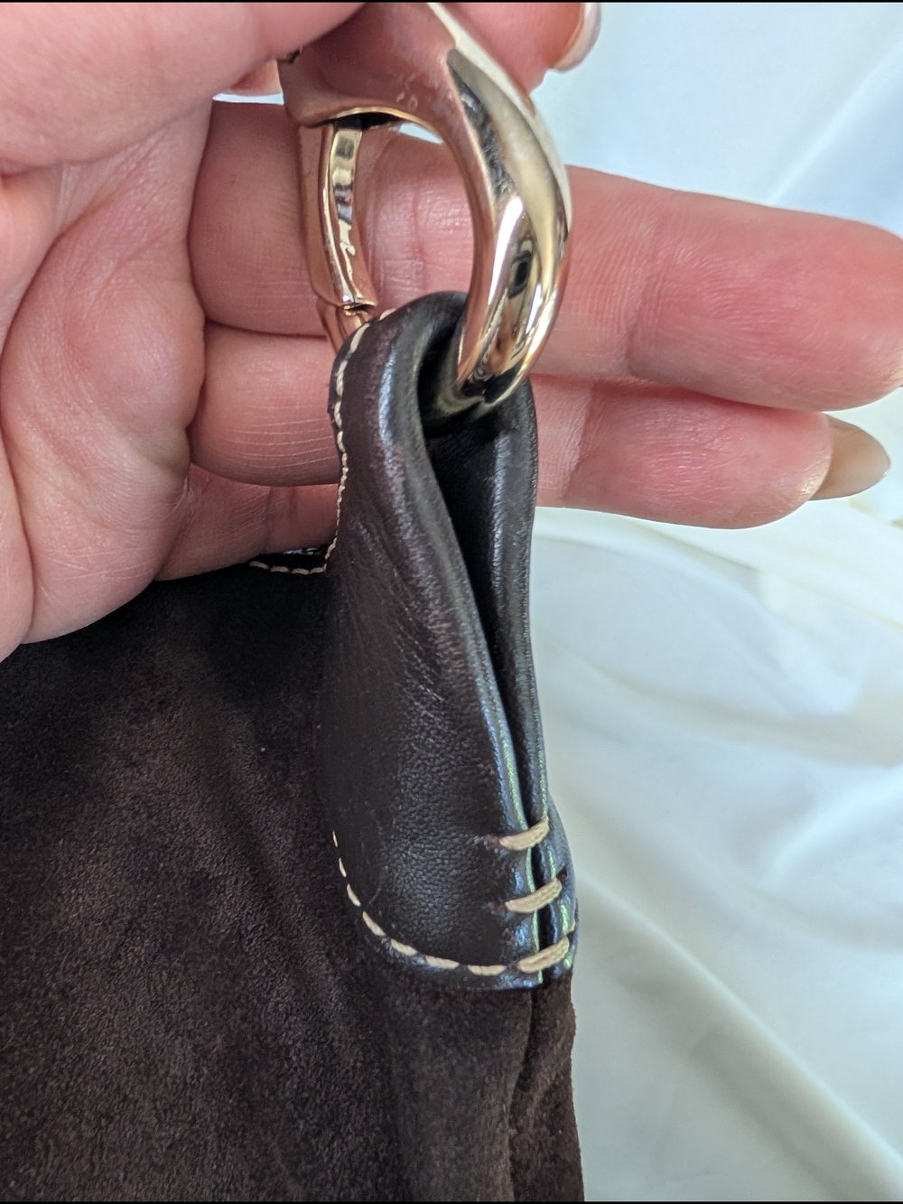 Dooney & Bourke Chocolate Brown Suede Hobo Shoulder Bag - Picture 7 of 10